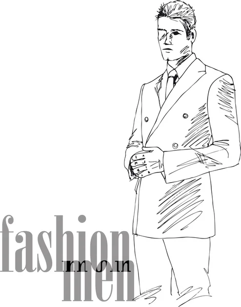Szkic przystojny mężczyzna moda. Ilustracja wektorowa — Wektor stockowy