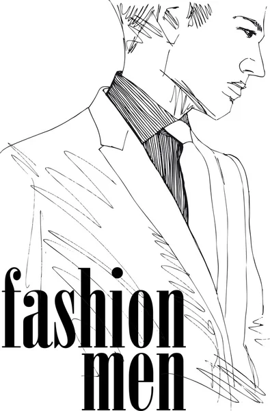 Boceto del hombre guapo de la moda. Ilustración vectorial — Archivo Imágenes Vectoriales