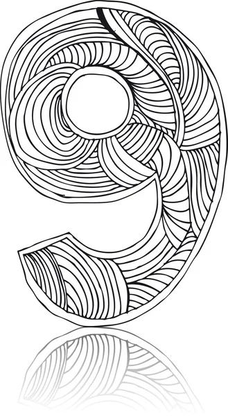 Número dibujado a mano abstracto Ilustración vectorial — Vector de stock