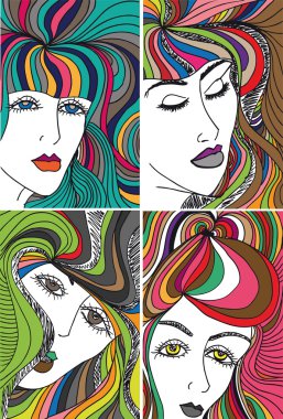 Abstract sketch of woman face. Vector illustration. clipart