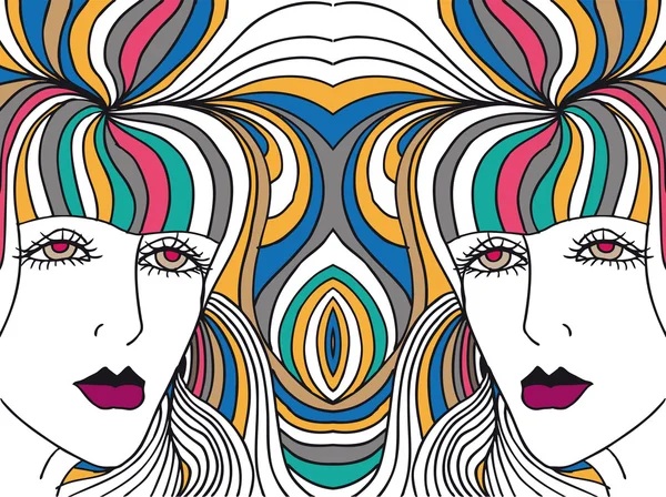 Abstrakt skiss av kvinna ansikte. vektor illustration. — Stock vektor