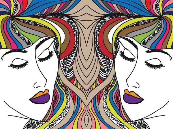 Abstract sketch of woman face. Vector illustration. — Stock Vector