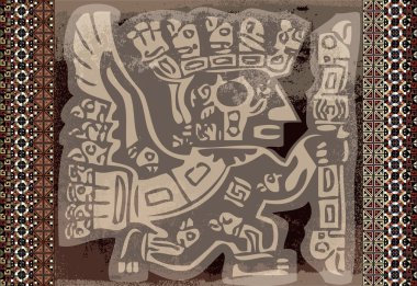 Grunge Inca simgesi. vektör çizim