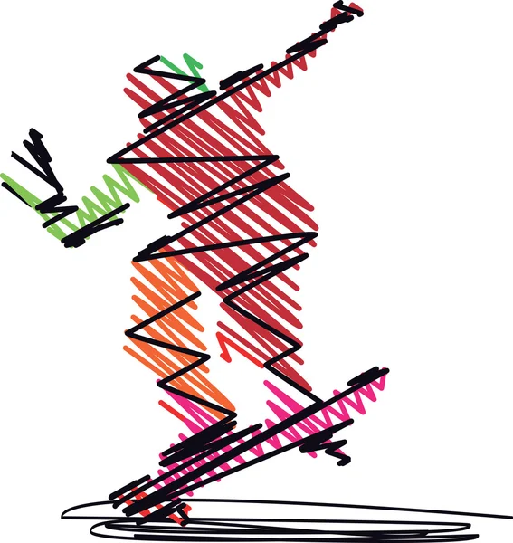 跳跃的抽象滑板手。矢量插画 — 图库矢量图片
