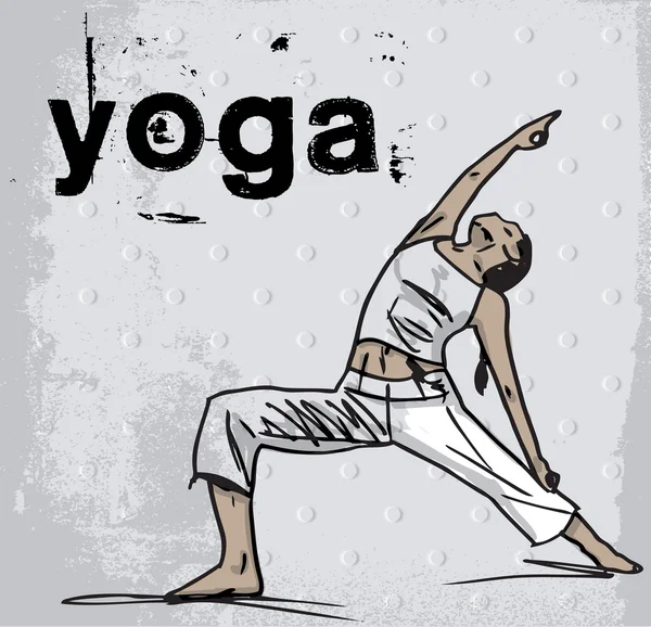 Abstracte schets van vrouw mediteren en doen yoga. vector illus — Stockvector