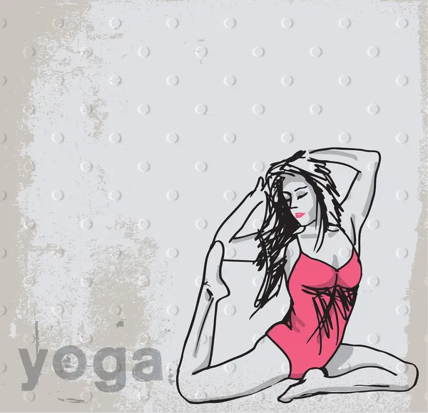 Resumo Esboço da mulher meditando e fazendo ioga. Vetor illus —  Vetores de Stock