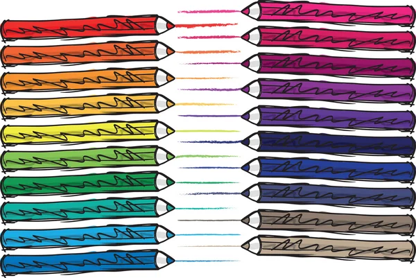 Croquis de crayons de couleur. Illustration vectorielle — Image vectorielle
