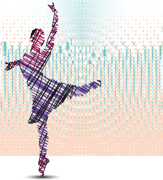 Boceto de bailarina bailando. Ilustración vectorial — Archivo Imágenes Vectoriales