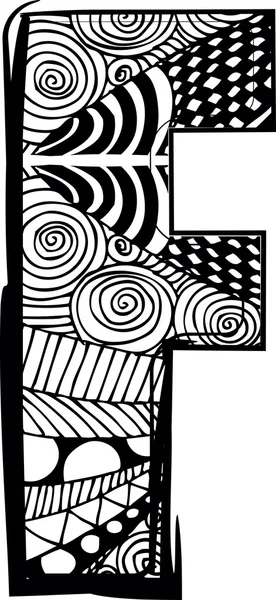 Letra F con dibujo abstracto. Ilustración vectorial — Vector de stock