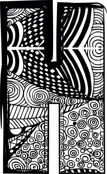 Buchstabe h mit abstrakter Zeichnung. Vektorillustration — Stockvektor