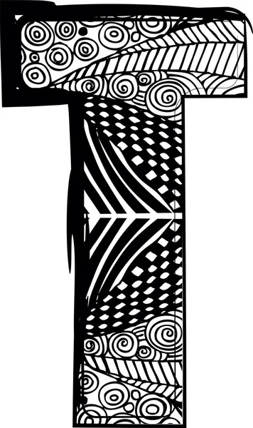 Letra T con dibujo abstracto. Ilustración vectorial — Archivo Imágenes Vectoriales