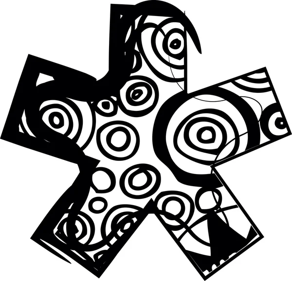 Símbolo de Asterisco con dibujo abstracto. Ilustración vectorial — Vector de stock