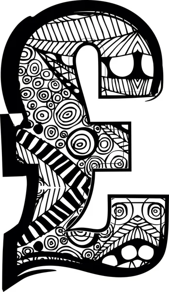 Sterling-Symbol mit abstrakter Zeichnung. Vektorillustration — Stockvektor