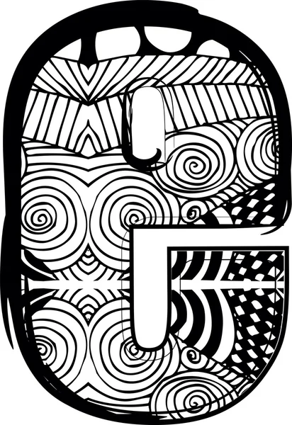 Буква Е с абстрактным рисунком. Векторная иллюстрация — стоковый вектор