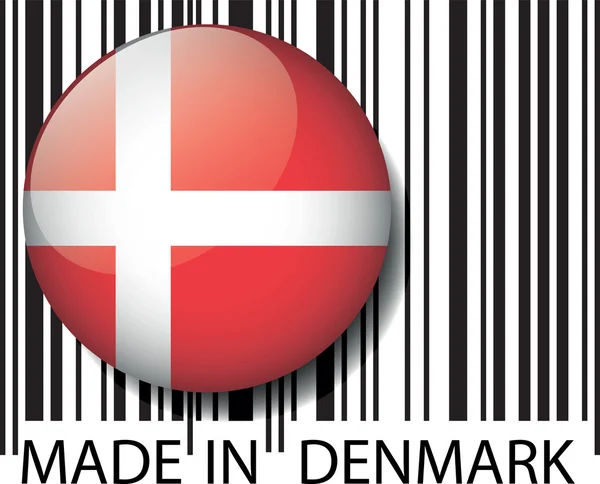 Hergestellt in Dänemark Barcode. Vektorillustration — Stockvektor