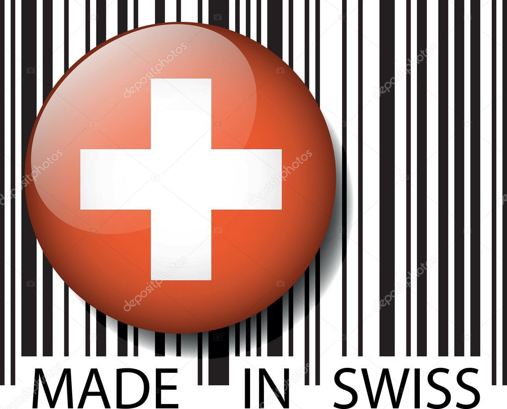 Made in Swiss barcode. Vector illustration