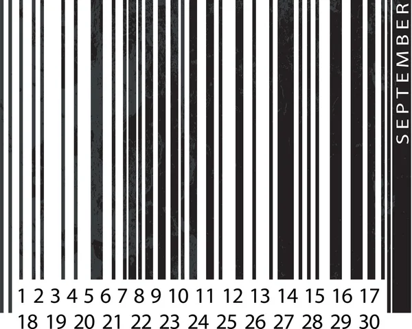 Generic SEPTEMBER Calendar, Barcode Design. vector illustration — Stock Vector