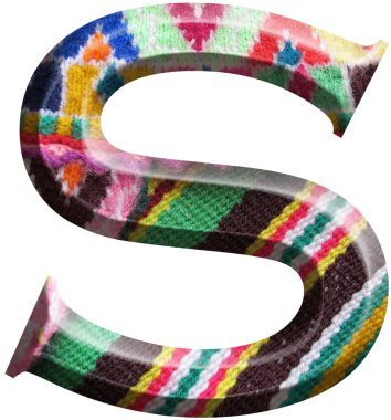 Letter S made with hand made woolen fabric clipart