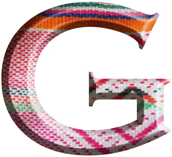 Lettera G realizzata con tessuto di lana fatto a mano — Foto Stock