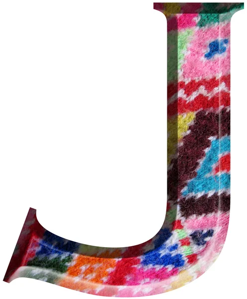 Letra J hecha con tela de lana hecha a mano —  Fotos de Stock