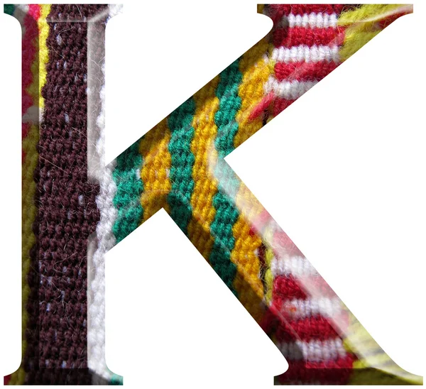 Lettre K en tissu de laine fabriqué à la main — Photo