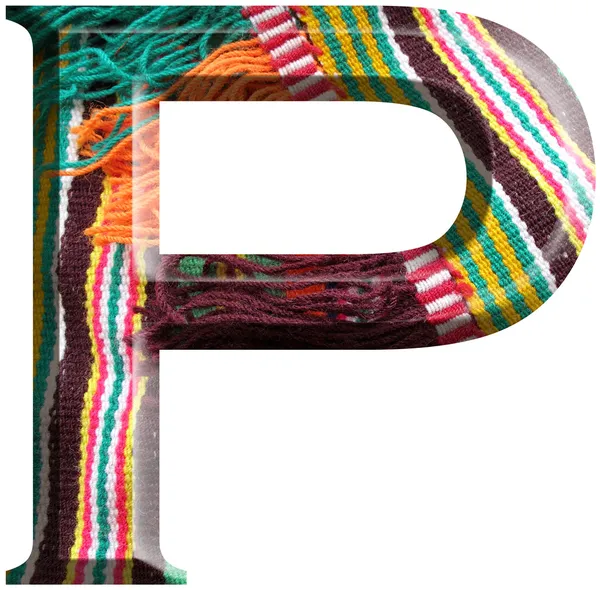 Lettera P realizzata con tessuto di lana fatto a mano — Foto Stock