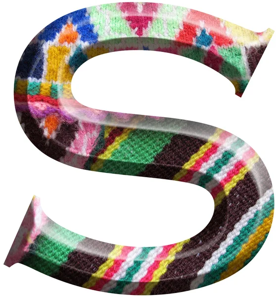 Letra S hecha con tela de lana hecha a mano —  Fotos de Stock