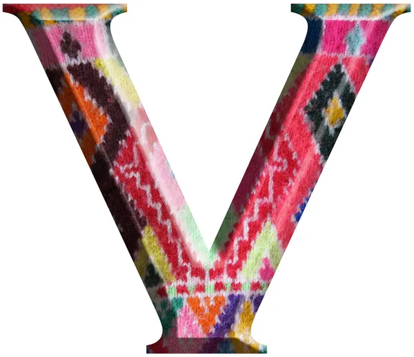 Letter V made with hand made woolen fabric — Stock Photo, Image