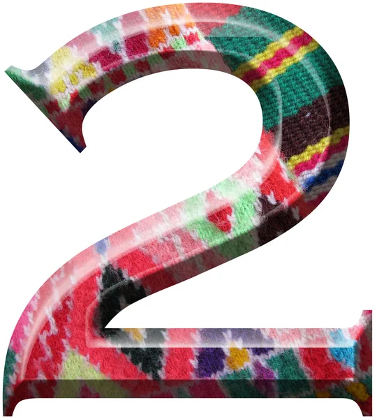 Number 2 made with hand made woolen fabric — Stock Photo, Image