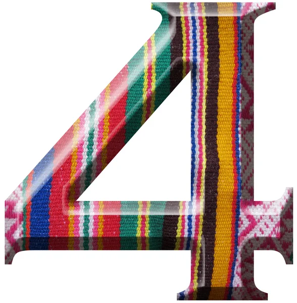 Číslo 4 s ručně vyrábí Vlněné tkaniny — Stockfoto