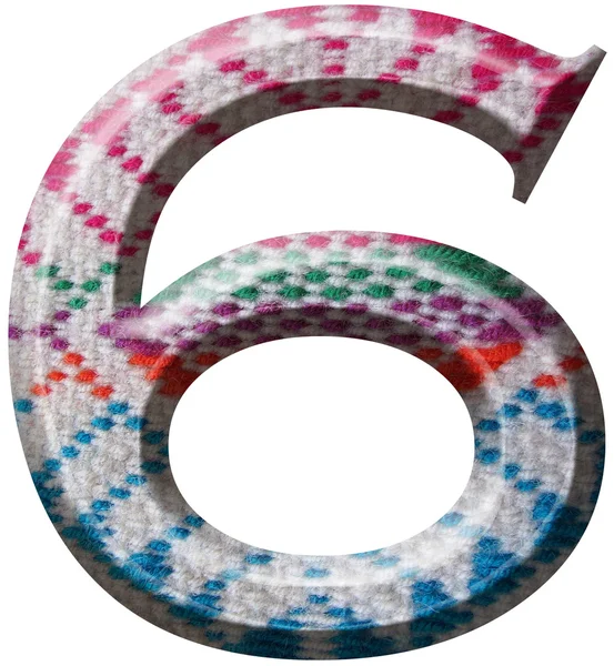 用手工羊毛织物的数字 6 — 图库照片