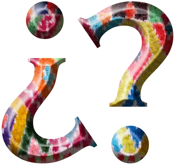 Soru işareti simgesi ile yünlü kumaş yapılmış el yapımı — Stok fotoğraf