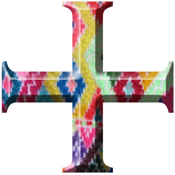 Işaret artı sembolü ile yünlü kumaş yapılmış el yapımı — Stok fotoğraf