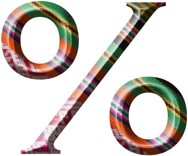 Porcentaje Símbolo hecho con tela de lana hecha a mano —  Fotos de Stock