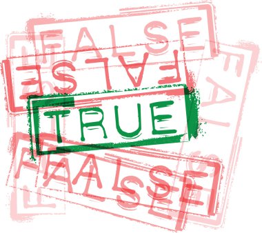 TRUE / FALSE rubber stamp print. Vector illustration