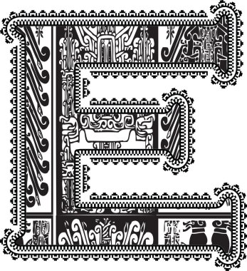 Ancient letter E. Vector illustration clipart