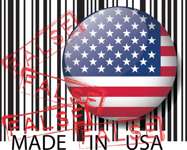 Γίνει στις ΗΠΑ barcode - ψευδείς. εικονογράφηση φορέας — Διανυσματικό Αρχείο