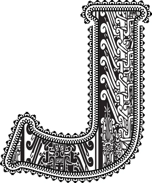 Carta antigua J. Ilustración vectorial — Vector de stock