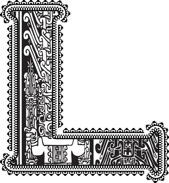 Ancient letter L. Vector illustration — Stock Vector