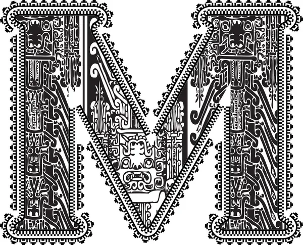 Ancient letter M. Vector illustration — Stock Vector