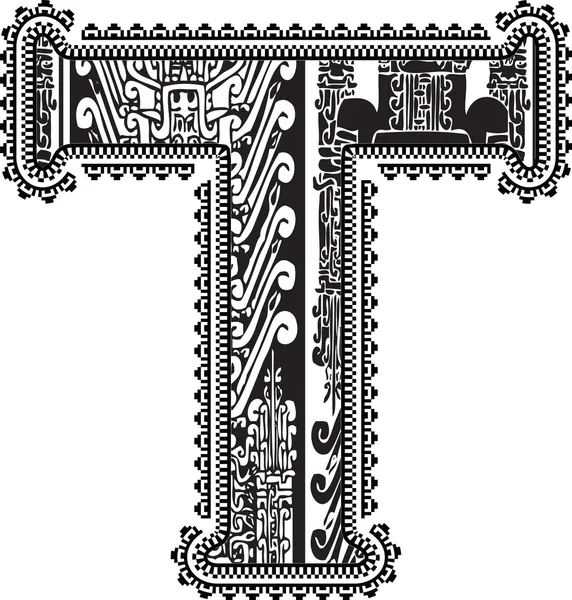 Ancient letter T. Vector illustration — Stock Vector