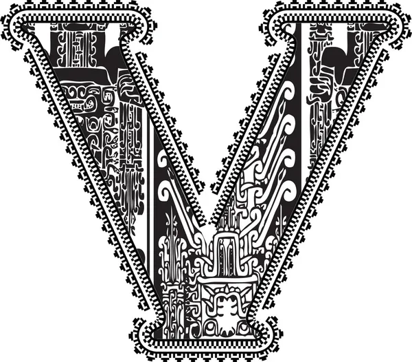 Ancient letter V. Vector illustration — Stock Vector