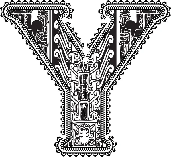 Carta antigua Y. Ilustración vectorial — Vector de stock