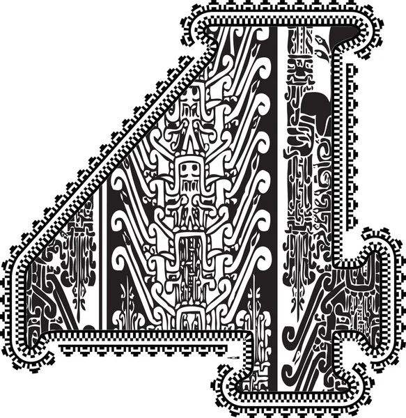 Стародавнє число 4. Векторні ілюстрації — стоковий вектор