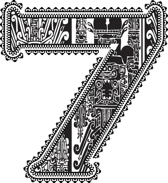 Antiguo número 7. Ilustración vectorial — Vector de stock