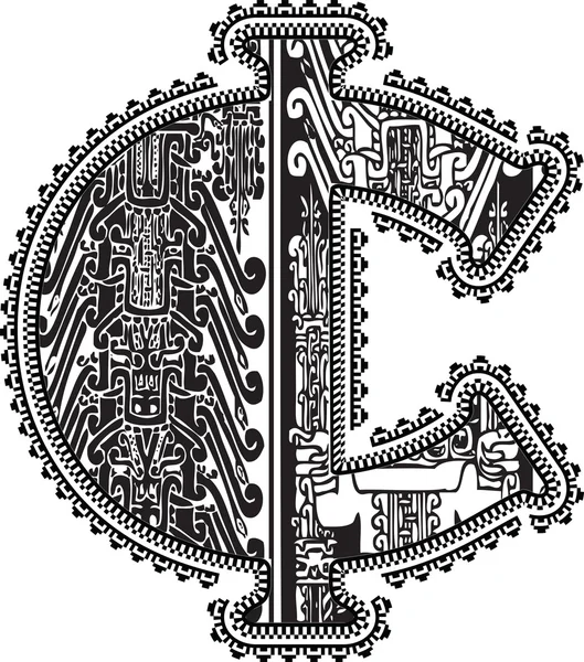 Simbolo centesimo con disegno antico. Illustrazione vettoriale — Vettoriale Stock
