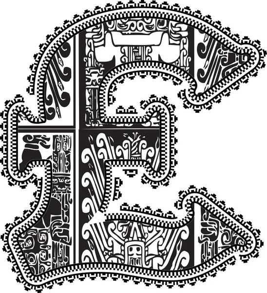 Sterling symbol med antika ritning. vektor illustration — Stock vektor