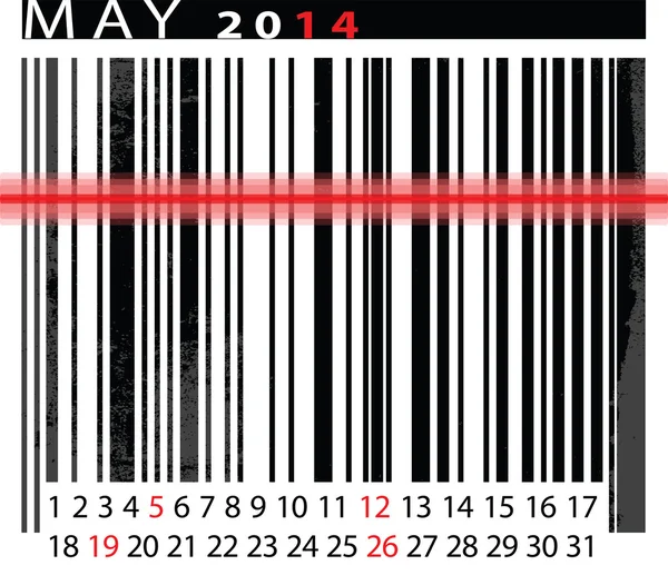 Календарь MAY 2014, штрих-код дизайн. векторная иллюстрация — стоковый вектор