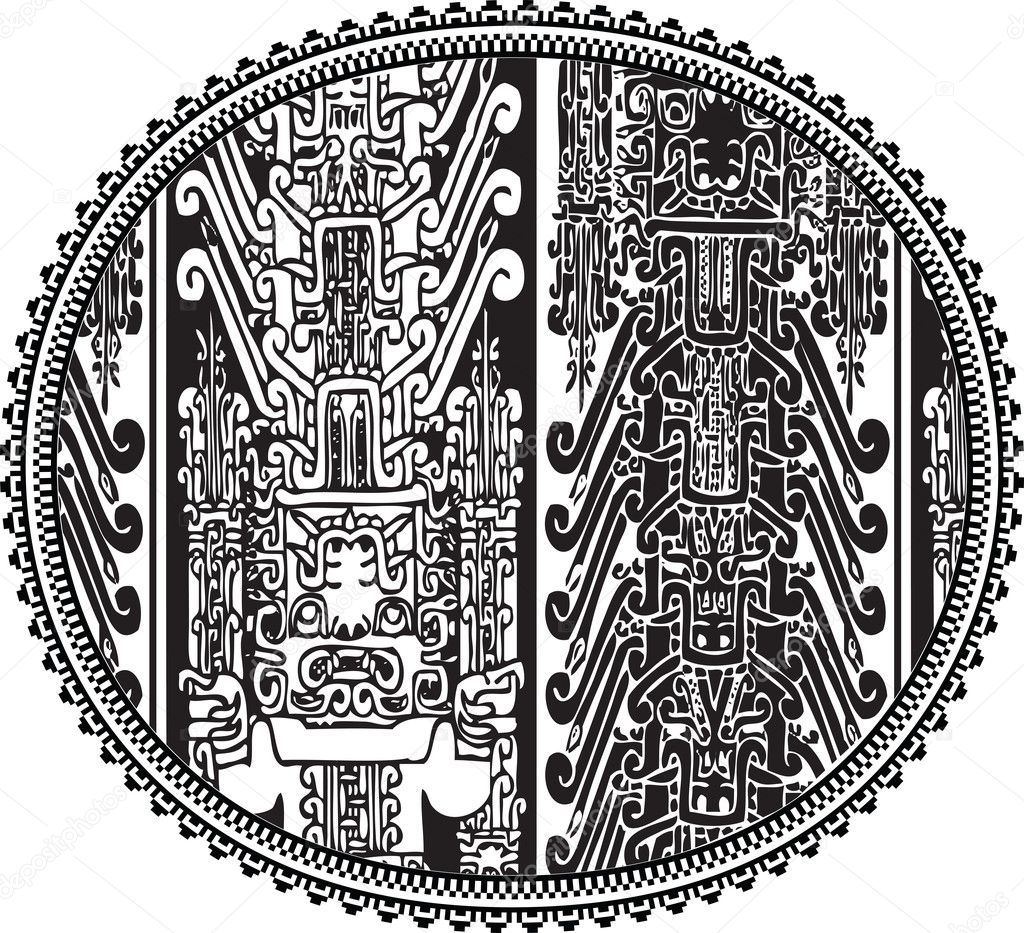Ancient letter O. Vector illustration
