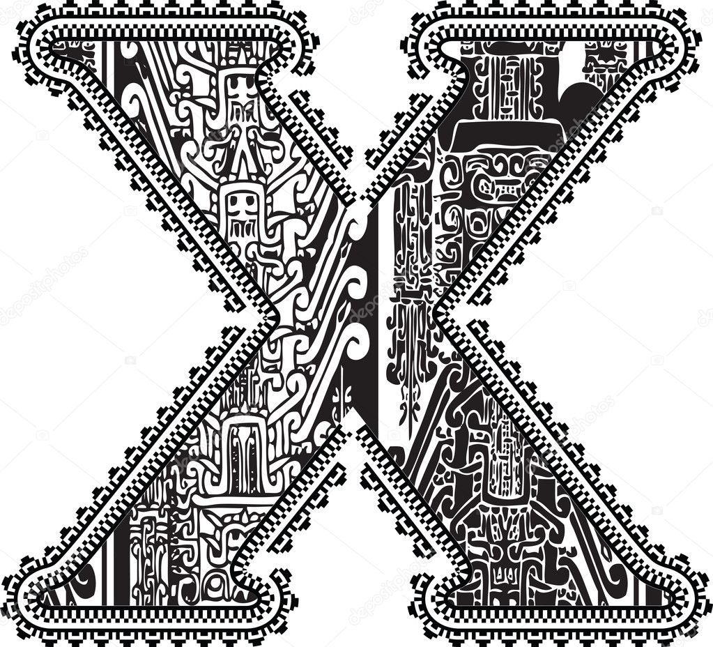 Ancient letter X. Vector illustration